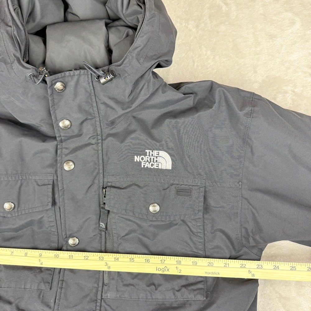 The North Face HyVent Bomber Jacket Mens Medium Black Goose Down Hooded Puffer - Picture 11 of 15